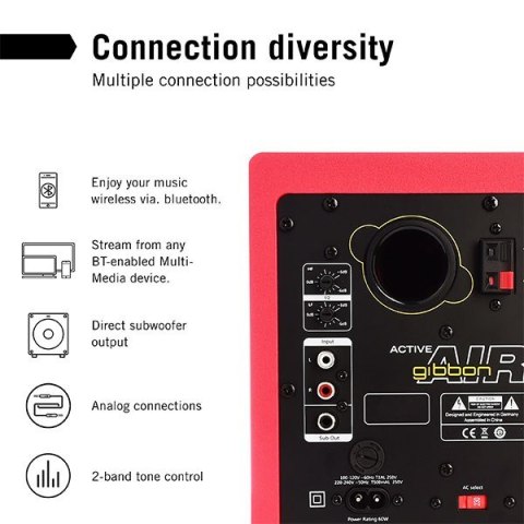 Monkey Banana Gibbon AIR 2-drożny Czerwony Bezprzewodowy 60 W