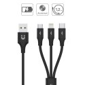 Unitek Kabel USB-A 3w1 USB-C/microUSB/ Lightning czarny C14049BK
