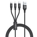 Unitek Kabel USB-A 3w1 USB-C/microUSB/ Lightning czarny C14049BK