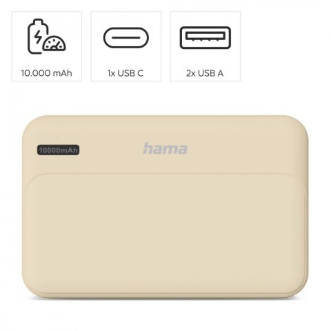 Hama Power pack 10000 mAh 2xUSB-A piaskowy