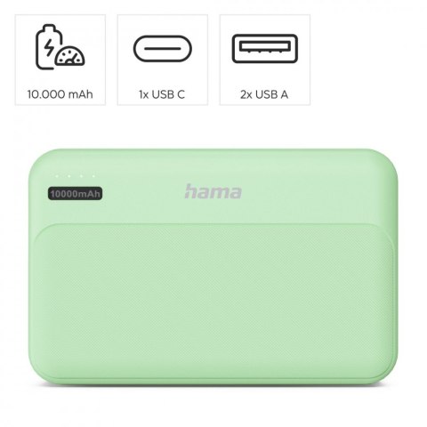 Hama Power pack 10000mAh 2xUSB-A zielony