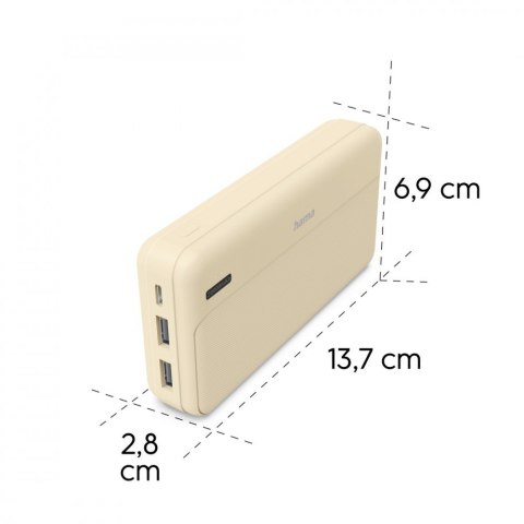 Hama Power pack 20000 mAh 2xUSB-A piaskowy