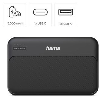Hama Power pack 5000 mAh 2xUSB-A antracyt