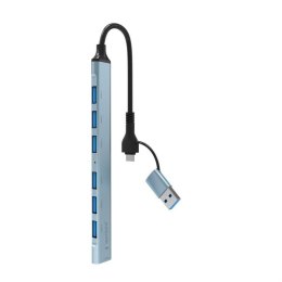 Gembird Hub USB 3.2 Gen 2 siedmioportowy 6 x USB-A 2.0 + 1 x USB-A 3.2 srebrny