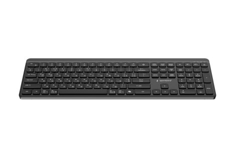 Bezprzewodowa klawiatura pro-biznesowa Gembird KB-WPS-03-CYRL slim, dual mode: 2,4 GHz + BT, układ RU, kolor czarny