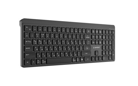 Bezprzewodowa klawiatura pro-biznesowa Gembird KB-WPS-03-CYRL slim, dual mode: 2,4 GHz + BT, układ RU, kolor czarny