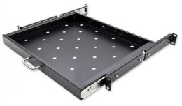 QOLTEC PÓŁKA Z UCHWYTEM DO SZAFY RACK | 600*600 | WYSUWANA | CZARNA