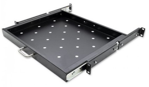QOLTEC PÓŁKA Z UCHWYTEM DO SZAFY RACK | 600*600 | WYSUWANA | CZARNA