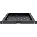 QOLTEC PÓŁKA Z UCHWYTEM DO SZAFY RACK | 600*600 | WYSUWANA | CZARNA