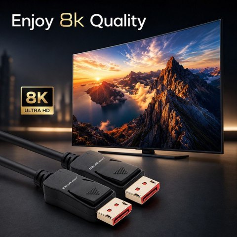 Qoltec Kabel DisplayPort M/M v2.1 | 40G | 0.5m