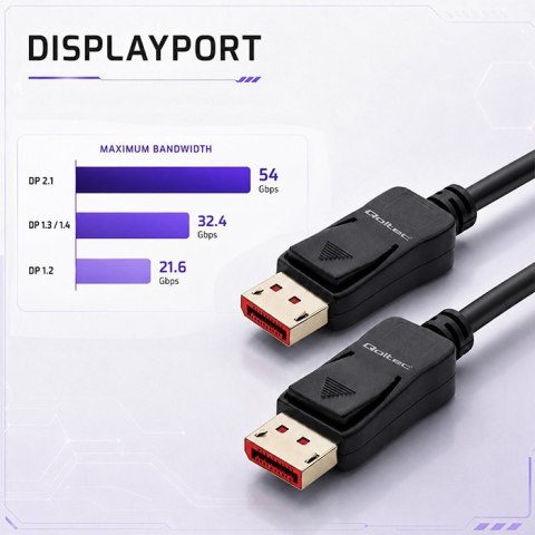 Qoltec Kabel DisplayPort M/M v2.1 | 54G | 5m