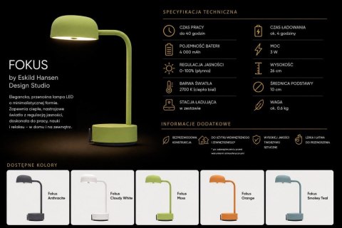 Kooduu Lampa przenośna akumulatorowa FOKUS biała