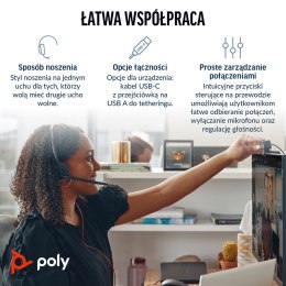 Poly Blackwire 3210 Monaural USB-C Headset +USB-C/A Adapter