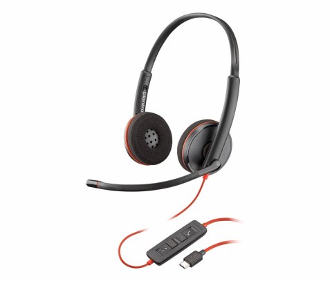 Poly Blackwire 3220 Stereo USB-C Headset +USB-C/A Adapter