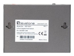 LevelOne GEP-0531 przełącznik sieciowy Nie zarządzany L2 Gigabit Ethernet (10/100/1000) Obsługa PoE Montaż na biurku/ścianie Sza