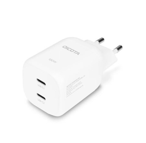 DICOTA Ładowarka GaN 100W 2xUSB-C + kabel USB-C 1.5m biała