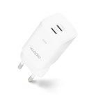 DICOTA Ładowarka GaN 45W 2xUSB-C + kabel USB-C 1.5m biała