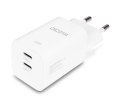 DICOTA Ładowarka GaN 45W 2xUSB-C + kabel USB-C 1.5m biała