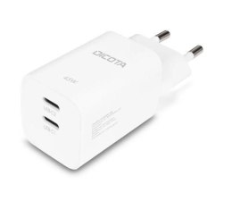DICOTA Ładowarka GaN 45W 2xUSB-C + kabel USB-C 1.5m biała