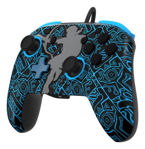 PDP Rematch: Sheikah Shoot Czarny, Niebieski USB Gamepad Analogowa/Cyfrowa Nintendo Switch, Nintendo Switch Lite, Nintendo Switc