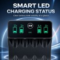 Qoltec Ładowarka do akumulatorków Ni-MH typu R03 AAA R6 AA | LCD | kabelUSB-C