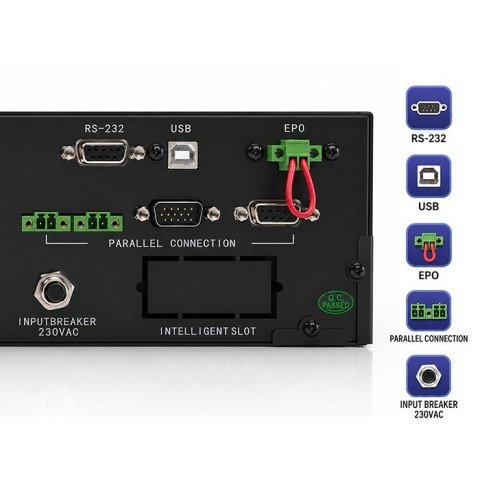 Qoltec UPS Pure Sine Wave do RACK | 5kVA | 5000W | PF1.0 | LCD | EPO | USB | On-line