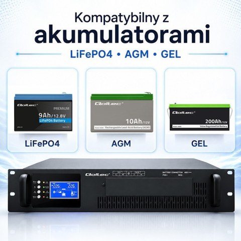 Qoltec UPS Pure Sine Wave do RACK | 5kVA | 5000W | PF1.0 | LCD | EPO | USB | On-line