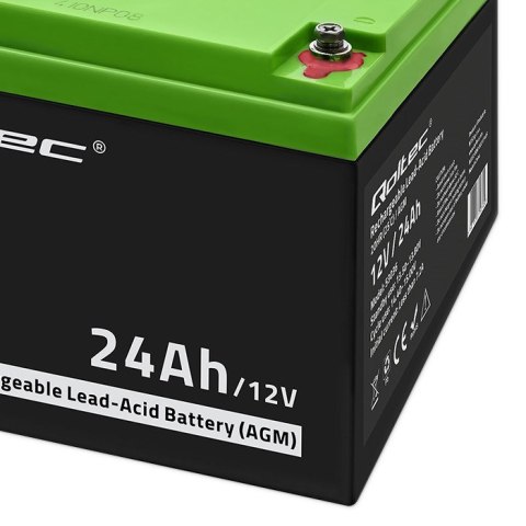 Qoltec Akumulator AGM | 12V | 24Ah | max 360A