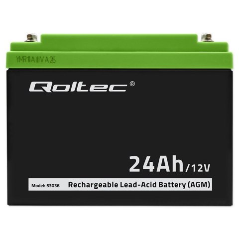 Qoltec Akumulator AGM | 12V | 24Ah | max 360A