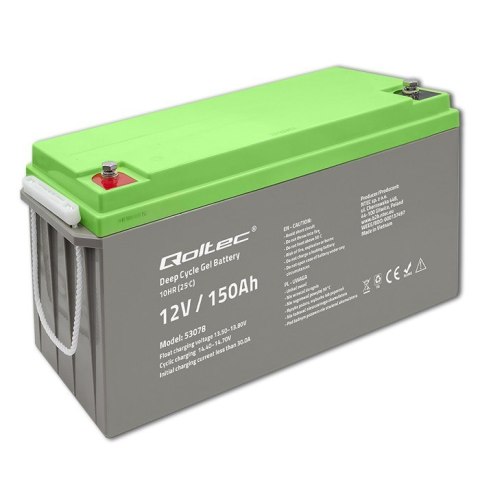 Qoltec Akumulator żelowy Deep Cycle | 12V | 150Ah | 44.5kg