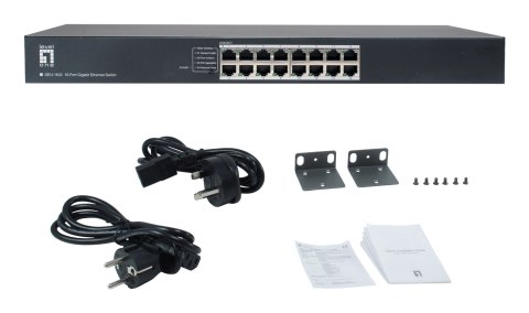 LevelOne GEU-1632 Nie zarządzany Gigabit Ethernet (10/100/1000) 1U Szary