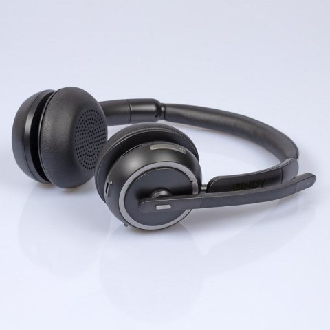 Lindy L118 Zestaw słuchawkowy Bezprzewodowy Opaska na głowę Biuro/centrum telefoniczne USB Type-C Bluetooth Podstawka do ładowan