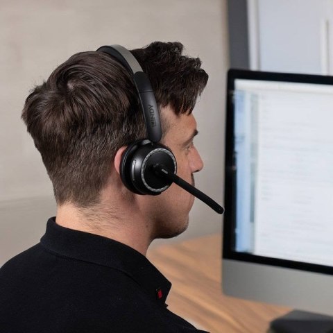 Lindy L118 Zestaw słuchawkowy Bezprzewodowy Opaska na głowę Biuro/centrum telefoniczne USB Type-C Bluetooth Podstawka do ładowan