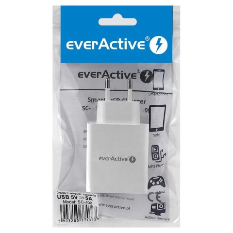 EVERACTIVE ŁADOWARKA SIECIOWA 4XUSB 5A - BIAŁA SC-400