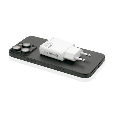 EVERACTIVE ŁADOWARKA SIECIOWA GAN SUPER SLIM 2X USB-C PD 45W BIAŁA SC-465Q