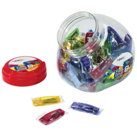 Emtec C410 Color Mix - Candy Jar 2.0 pamięć USB 8 GB USB Typu-A Niebieski, Zielony, Fioletowy, Czerwony, Żółty