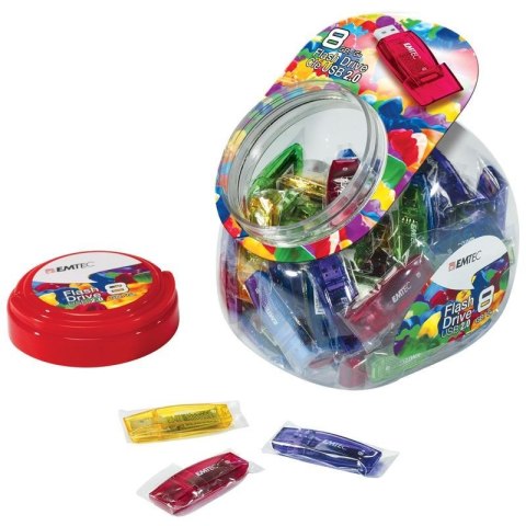 Emtec C410 Color Mix - Candy Jar 2.0 pamięć USB 8 GB USB Typu-A Niebieski, Zielony, Fioletowy, Czerwony, Żółty