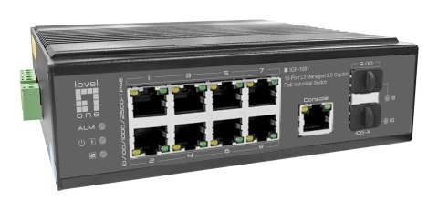 LevelOne IGP-1091 Zarządzany L3 2.5G Ethernet (100/1000/2500) Obsługa PoE Montaż na biurku/ścianie Czarny