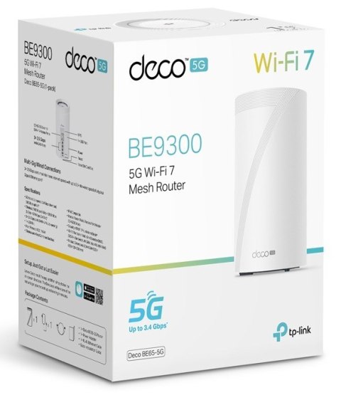 TP-Link Deco BE65 Trójpasmowy (2,4 GHz / 5 GHz / 6 GHz) Wi-Fi 7 (802.11be) Biały 4 Wewnętrzne