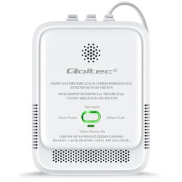 Czujnik 2w1 wycieku gazu ziemnego i tlenku węgla(czadu), detektor CH4, CO; Wi-Fi; Tuya & Smart Life; 85dB Qoltec