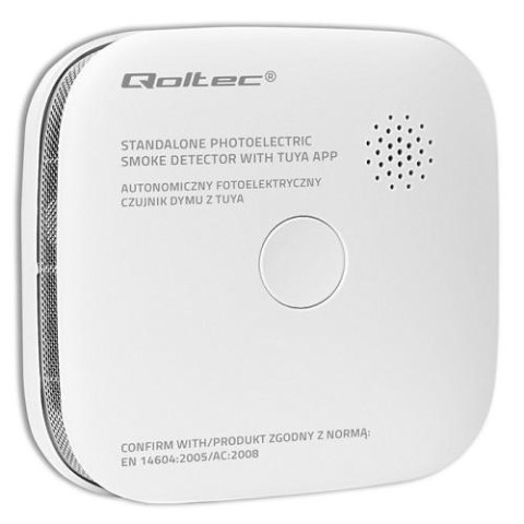 Czujnik dymu z baterią; Wi-fi; Tuya & Smart Life; żywotność sensora 10 lat; 85dB Qoltec