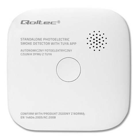 Czujnik dymu z baterią; Wi-fi; Tuya & Smart Life; żywotność sensora 10 lat; 85dB Qoltec