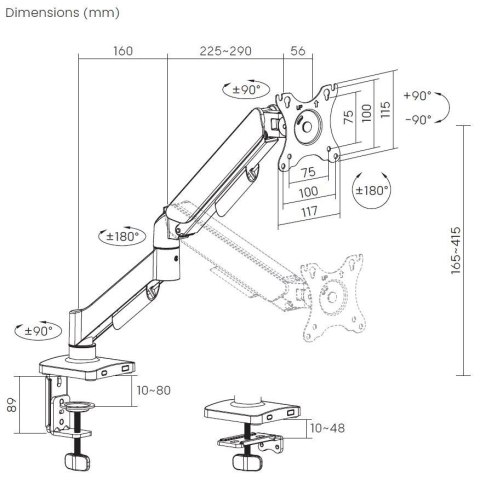Deltaco ARM-534-B uchwyt do telewizorów 81,3 cm (32") Czarny