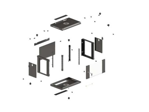 LANBERG SZAFA INSTALACYJNA RACK WISZĄCA 19" 12U 540X350 CZARNA DRZWI PRZESZKLONE (FLAT PACK)