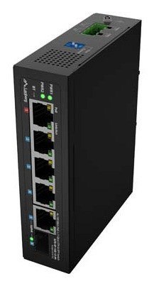 Lanberg ILFE-4P-1GE-1S-90 przełącznik sieciowy Nie zarządzany Fast Ethernet (10/100) Obsługa PoE 1U Czarny