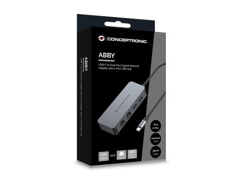 Conceptronic ABBY24G stacja dokująca Przewodowa USB 3.2 Gen 1 (3.1 Gen 1) Type-C Szary