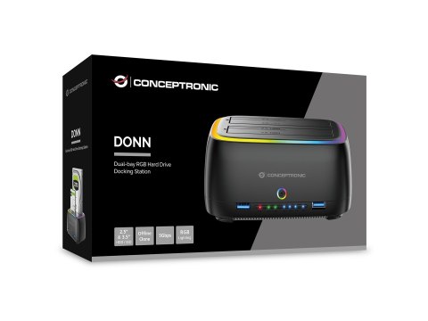Conceptronic DONN36B stacja dokująca do dysków twardych USB 3.2 Gen 1 (3.1 Gen 1) Type-C Czarny