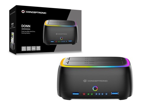 Conceptronic DONN36B stacja dokująca do dysków twardych USB 3.2 Gen 1 (3.1 Gen 1) Type-C Czarny