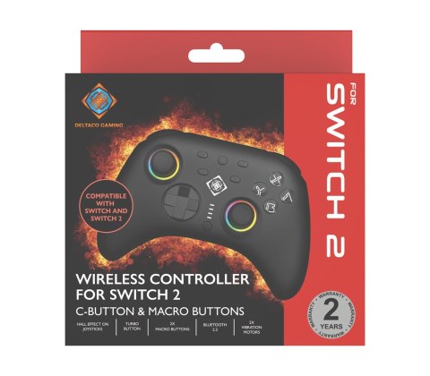 Deltaco Gaming GAM-198 kontroler gier Czarny Bluetooth/USB Gamepad Nintendo Switch, Nintendo Switch 2, Nintendo Switch OLED, And