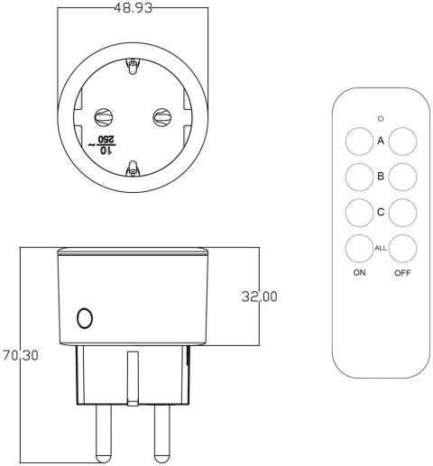 Entac ES-3S-RC adapter wtyczek zasilających Biały